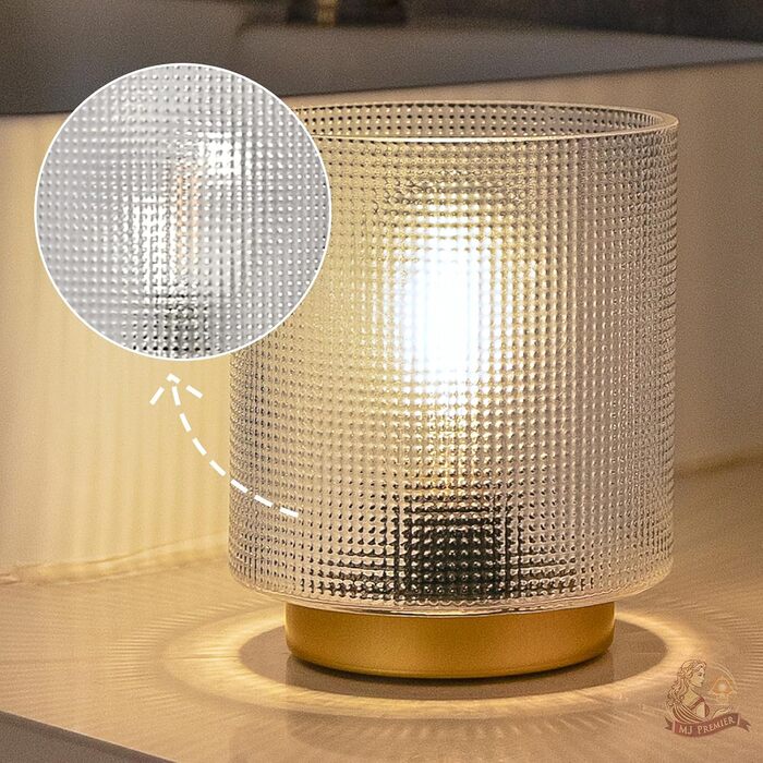 Бездротова настільна лампа з таймером, вінтажний дизайн, скло, LED, для дому та вулиці, сірий колір, розмір L