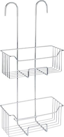 WENKO Thermostat Shower Caddy Model Milo, 2 Tiers, Shower Shelf for Hanging on the Faucet, Stainless Steel (Rust-Proof) Shelf, 25 x 55 x 14 cm, Glossy
