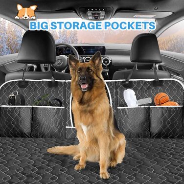 Водонепроникний килимок для собак у машину, 213x190 см, чорний. Захист від подряпин та ковзання, з віконцем для спостереження за твариною
