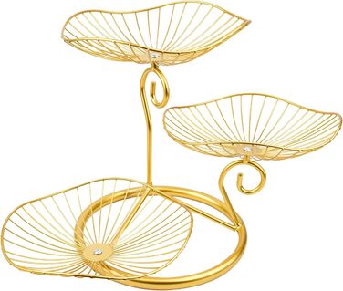 Металева фруктова корзина CUKE2BEET з 3 рівнями, золота - для фруктів та овочів