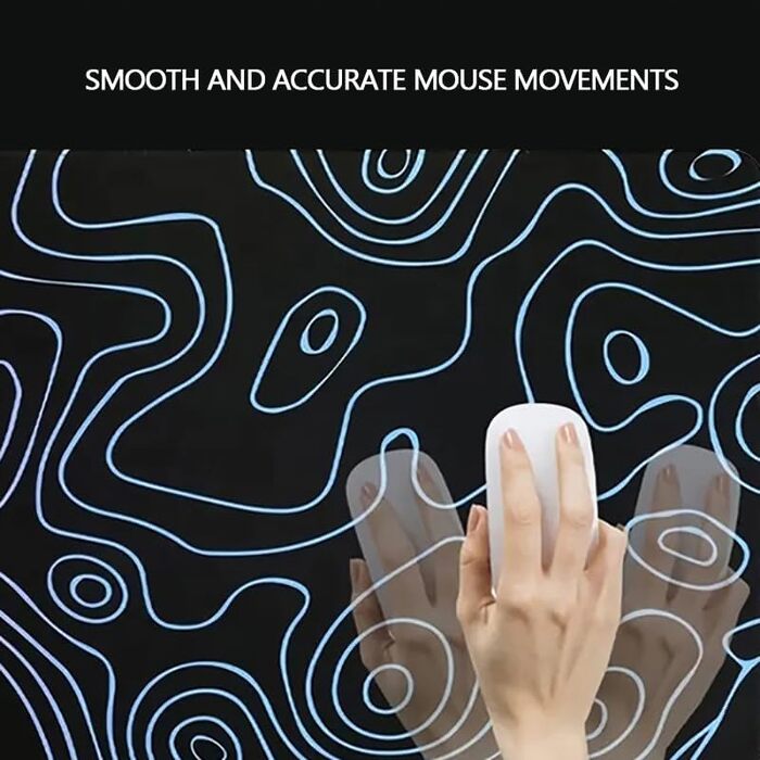 Великий килимок для столу 800x400 мм - ігровий килимок для миші з прошитими краями, неслизька підкладка, килимок для клавіатури та миші Black & White Abstraction (Dazzle Black)