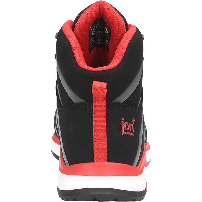 Робочі черевики ELTEN Jori Rapid Black-red Mid ESD S3S, чоловічі та жіночі, текстиль, пластикова захисна капа, легкі, спортивні, 44 EU, чорний/червоний