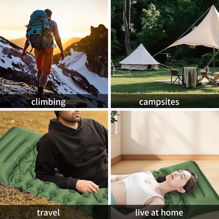 Саморозкладаючий килимок для кемпінгу TVWVT: легкий, з помпою, для подорожей та рюкзака