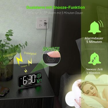 Цифровий LED годинник-будильник KOSUMOSU 6.7