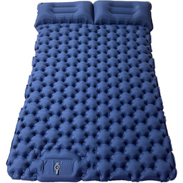 Надувний килимок для кемпінгу Mumisuto Isomatte на 2 особи з самонадуваванням, з насосом-пресом та подушкою, 196 x 125 x 9 см, блакитний