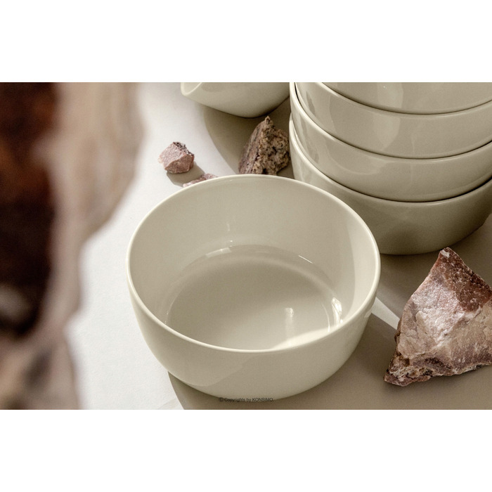 Обідній сервіз Konsimo Victo, бежевий глянцевий, набір тарілок на 6 осіб (12 предметів)