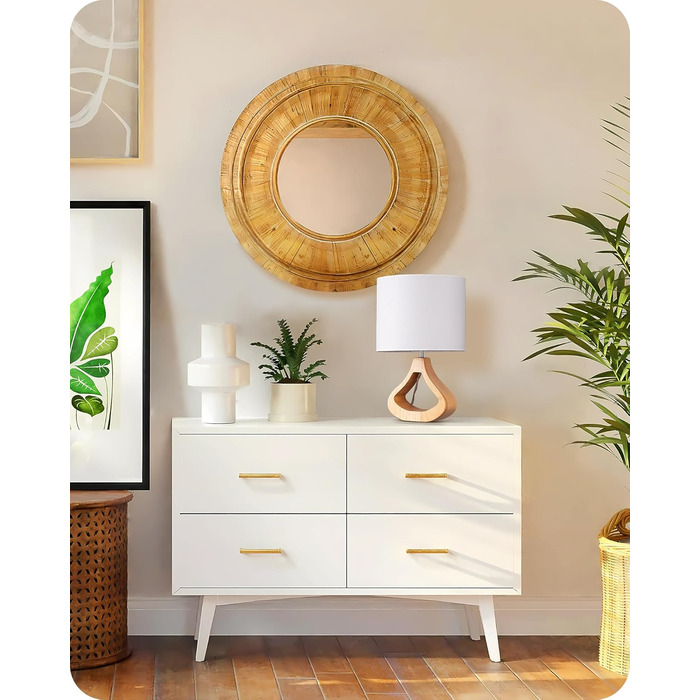 Дерев'яна торшер EDISHINE з абажуром з льону, E27, для вітальні та спальні, в стилі кантрі [Енергоклас F]