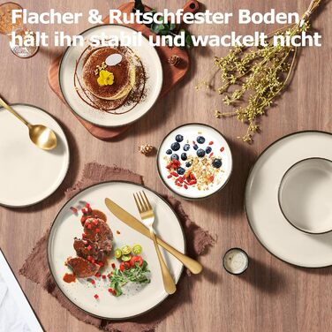 Набір посуду Onader для 6 осіб (18 предметів), керамічний сервіз, 6 тарілок для їжі, десертних тарілок, мисок для каші, стійкий до миття в посудомийній машині та подряпин (Karst Khaki)