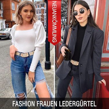 Жіночий шкіряний ремінь WHIPPY великого розміру з міцною пряжкою для джинсів, штанів та суконь