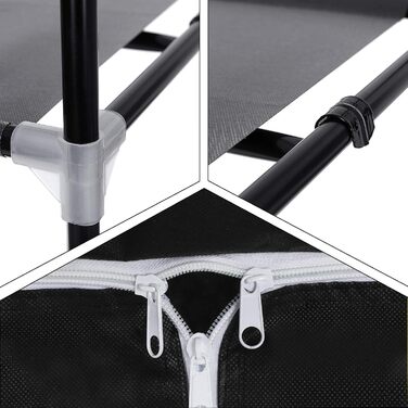 SONGMICS Fabric Closet, Foldable, with Clothes Rod, Simple Closet, Toy, Shoe, Bag Organizer, Living Room, Bedroom, Wardrobe, 75 x 45 x 160 cm, (Black)