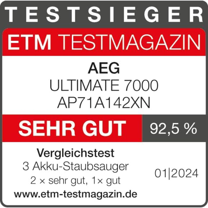 Бездротовий пилосос AEG Hygienic 7000: потужний, легкий, для алергіків, 40 хв роботи, 120 м², 5-ступенева фільтрація, для всіх поверхонь, автоматичний режим, з аксесуарами (2023)