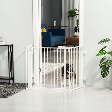 Захисний бар'єр для собак PawHut - переносний, регульований, 3 панелі, 202,5 x 76 см, білий