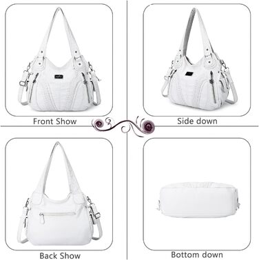 Сумка жіноча AngelKiss через плече, біла, PU шкіра, водонепроникна, з кишенями на блискавці