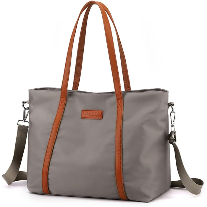 Zhongningyifeng Women's Nylon Crossbody Bag 15.6 Inch Laptop Shoulder Handbag Wallet for Travel Work (Gray)