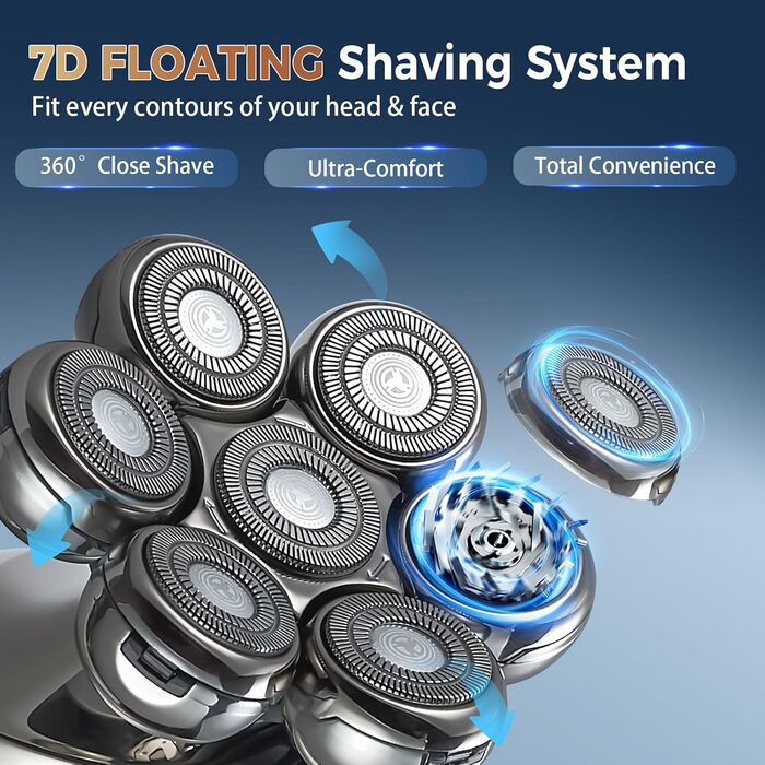 Машинка для гоління голови OSDUE чоловіча, водонепроникна, акумуляторна Type-C, для гладкої голови, магнітна, легка в очищенні, 60 хв роботи