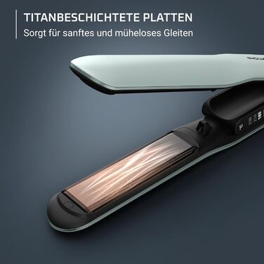 Випрямляч для волосся Rowenta Thermoglide SF5120E0 Titanium, 5 режимів (170-230°C), чорний/синій