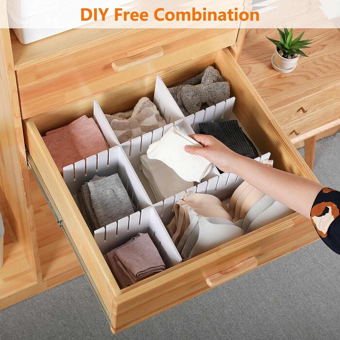 KnnRiim 12-Piece Drawer Dividers, 47x11 cm, Thick, DIY Partition Walls for Drawers, Large Flexible Organizer for Clothes, Bedroom, Bathroom, Kitchen Appliances, Desk, Office Storage