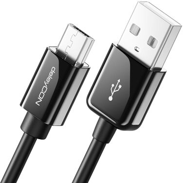 Кабель Micro USB deleyCON 0.15м для Android, смартфонів, планшетів (Чорний, 5м) - Швидка зарядка та передача даних