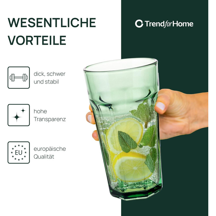 Бокали для коктейлів XXL Caipirinha Highball 630 мл, набір 6 шт Alva – склянки для лонгдрінків, води, соку, кави, без свинцю, для мийки посуду