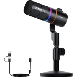 Мікрофон Comica EJoy D10 Pro: динамічний, USB-C/XLR, RGB, 48kHz/24bit