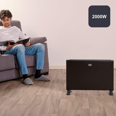 Електрична керамічна стінова панель Black+Decker BXWSH2000E з цифровим термостатом, 2000W, програмована, з пультом керування та LED-дисплеєм, PTC-система