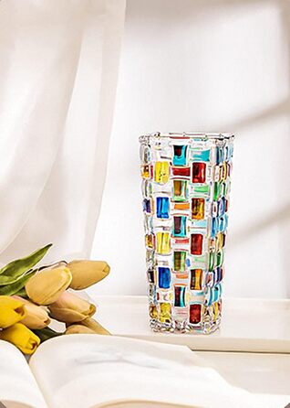 Ручна розписна кольорова тканинна скляна ваза, кришталева ваза для квітів, 19,5 см, скляна рослина для квіткових композицій, для декору столу, весілля, новосілля, декор для дому