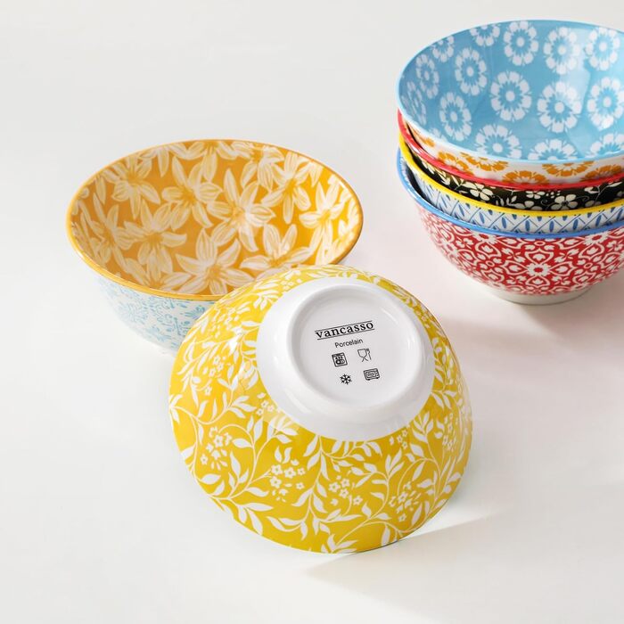 Набір посуду Vancasso Selene для 6 осіб, 24 елементи: тарілки, супові тарілки, десертні тарілки, миски, пастельний фарфор, мікрохвильова піч