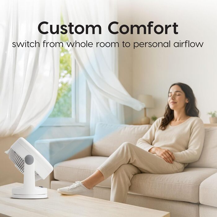 Вентилятор Iris Ohyama Woozoo – настільний, підлоговий, 33 м², білий, 3 швидкості, осциляція, тихий