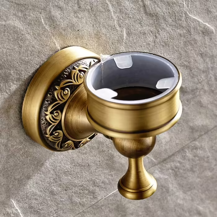 CASEWIND Soap Dish Antique, Vintage Wall Soap Holder, Retro Brass Ceramic Soap Shelf with Drill Wall Mounting Nostalgic for Shower