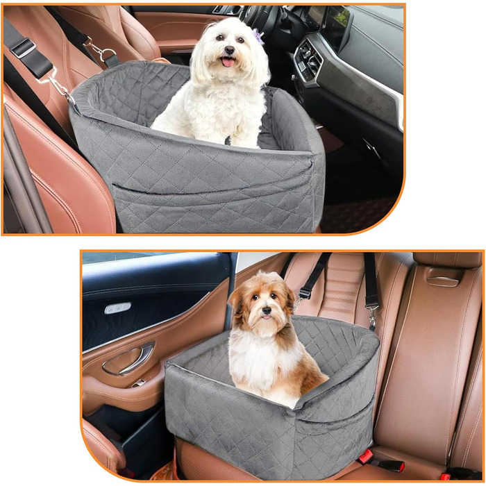 Автокрісло для собак Ejoyous - сіре, для малих та середніх порід, до 15.9 кг, з memory foam