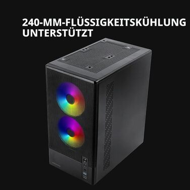 Ігровий корпус Mars Gaming MC-3TCORE Custom ATX/MicroATX, панорамне скло, підтримка рідкого охолодження, чорний