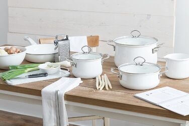 Riess, 0543-033, Flötenkessel Plus, CLASSIC-WHITE, Capacity 2 liters, Diameter 18.4 cm, 3-fold enameled, white, Water kettle, Induction
