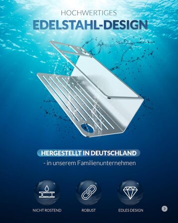 Полиця для ванної без свердління з тримачем для зубних щіток MM Steel Styles, нержавіюча сталь, легке кріплення на клейку основу