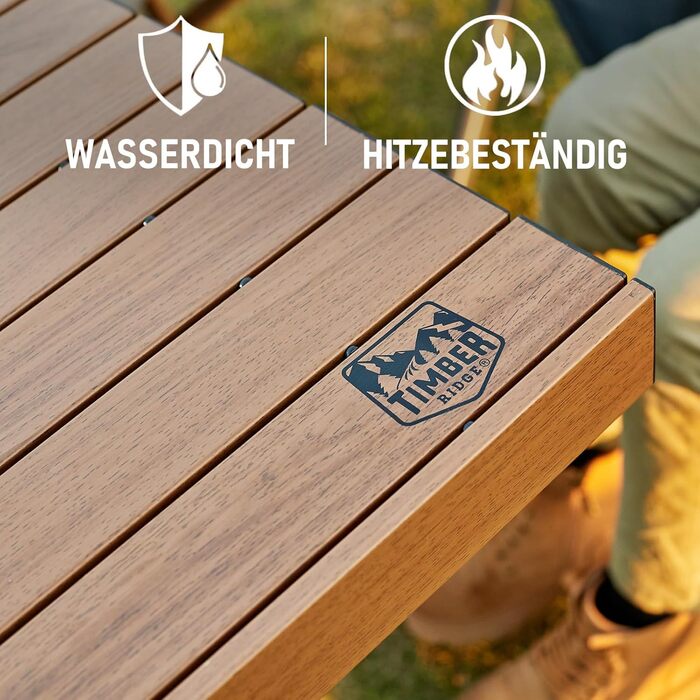 Складний кемпінговий стіл Timber Ridge 125x80 см, регульована висота, для 6 осіб, для пікніка, саду, походу, подорожей