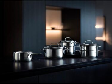 WMF Mini Pot Set Induction Small 5-Piece, Cookware Set with Metal Lids, Cromargan Stainless Steel, Stackable Pot Set, ideal for small portions