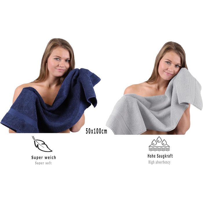 Набір рушників Betz 10 предметів, преміум якість, 100% бавовна, сірий антрацит та сріблястий, для ванної кімнати