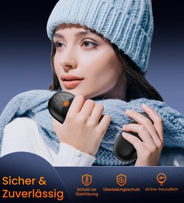 Електричні грілки для рук 2 шт. з підзарядкою, 24 години тепла, 3 режими нагріву, для жінок, чоловіків, пацієнтів з синдромом Рейно, чорний