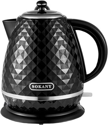 Електричний чайник SOKANY SK-1032, 2200W, 1.7L, з фільтром від накипу, автовимкненням, індикатором рівня води, поворотним підставою, чорний