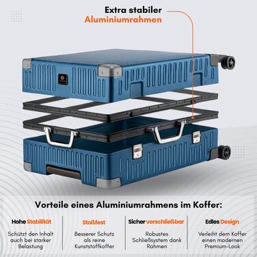 Валіза It'Go Aluiniu Rahen Koffer: велика, жорстка, на 4 колесах, для подорожей (блакитна, L)