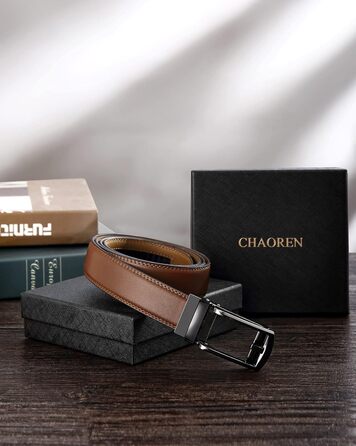 Чоловічий шкіряний ремінь CHAOREN з автоматичною пряжкою, 32 мм, для ділового стилю та урочистих заходів, без отворів, розмір 100-110 см (загальна довжина 125 см)