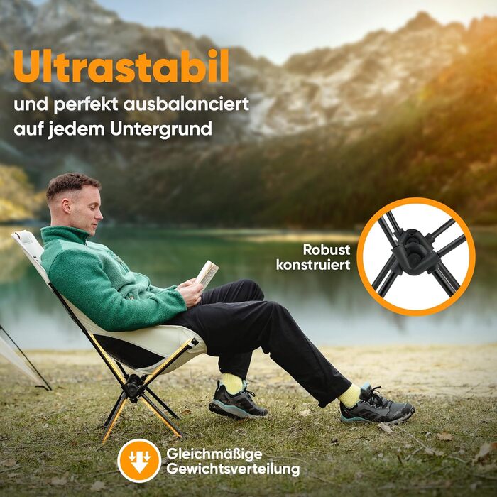 Крісло туристичне SCHNEIDERFREUDE EasyFold Pro – преміум якість, складне, легке, з вентиляцією спинки для кемпінгу, саду, риболовлі та відпочинку на природі