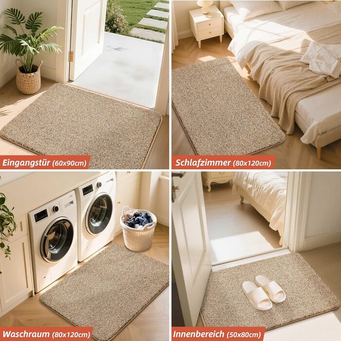 Килимок для входу COSY HOMEER бежевий 60x90 см, м'який, вологопоглинаючий, антиковзкий, для кухні, коридору, приміщення