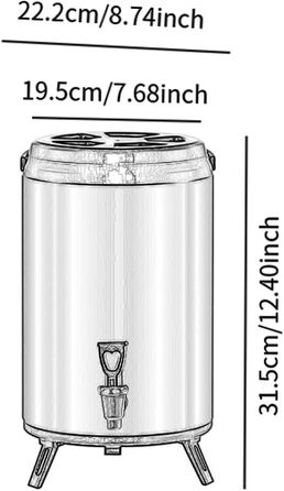 F Fityle Hot/Cold Beverage Dispenser, Tea Barrel with Tap, Water-Insulated Drink Dispenser, Drink Container for Camping/Kindergarten, 6L White