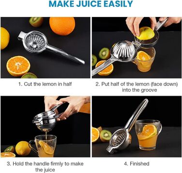Lemon press, lime press, citrus press, stainless steel citrus press, manual juicer, manual citrus press for juicing lemons & limes, vegetables (medium) (Large)