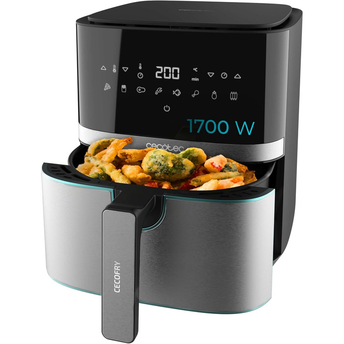 Фритюрниця Cecotec Cecofry Full Inox 5500 Pro 5.5 л з аксесуарами. 1700 Вт, цифрова, без масла, PerfectCook, з нержавіючої сталі