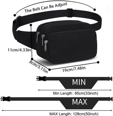 Чоловіча/Жіноча поясна сумка-шоппер (бананка) для спорту, подорожей та активного відпочинку (чорна)