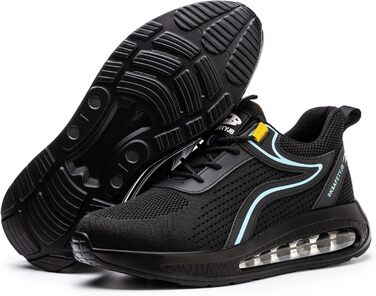 Черевики робочі чоловічі та жіночі S3 з металевим підноском, легкі, антиковзаючі, дихаючі, спортивні, чорно-сині, 42 EU