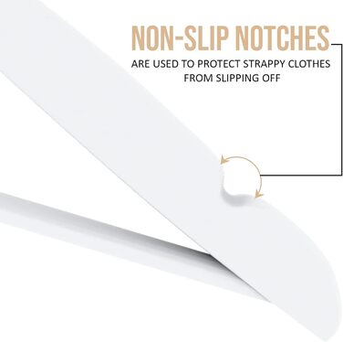 20 шт. плічок для штанів та одягу Utopia Home з дерев'яною перекладиною, білі. Стабільне та тонке виконання для пальто, костюмів, штанів та курток.