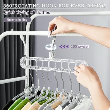 Набір з 5 компактних вішалок Cooltto 9-в-1: обертання 360°, антиковзаючі, з PET, для подорожей, органайзер для шафи, прозорі