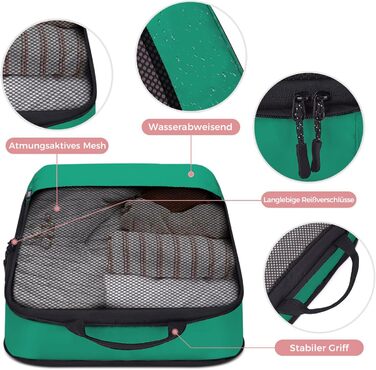 Набір кубиків для пакування багажу BAGLHER - Клатч-органайзер для валізи, зелений, водонепроникний